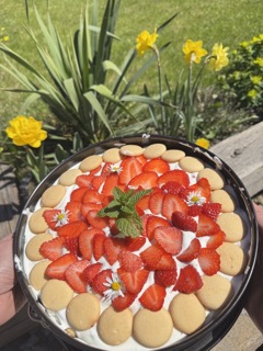 Hausgemachtes Dessert mit Erdbeeren